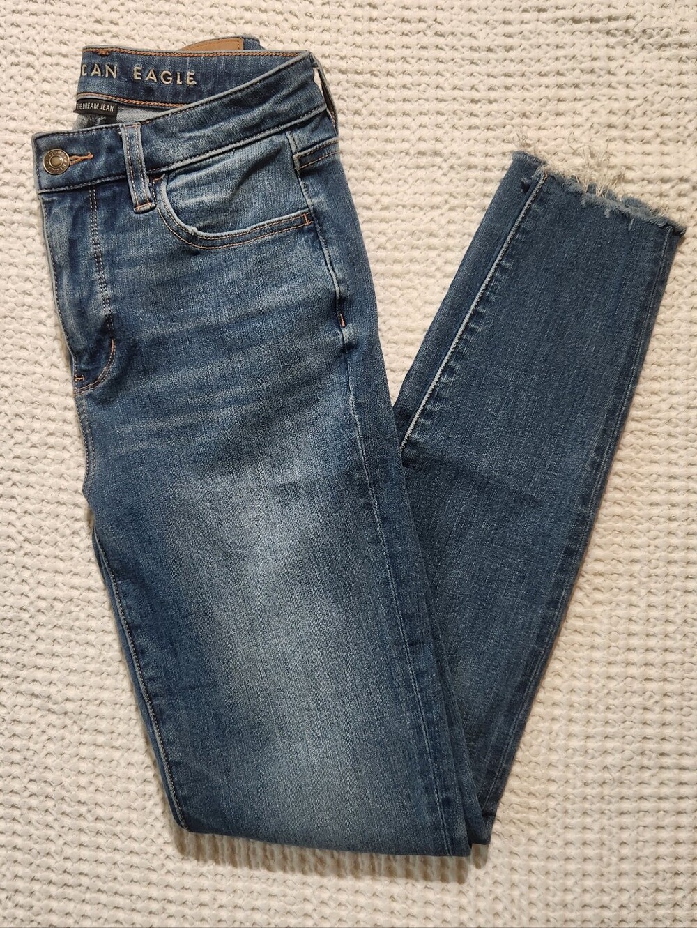 American Eagle Outfitters Dark Blue Skinny Jeans with Faded Wash